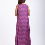 Purple Satin Maxi Gown Dress Back