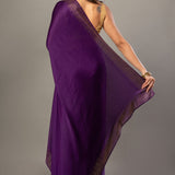 Purple Satin Silk Saree With Sequin Border - Anvi Couture