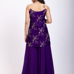 Purple Shahara Suit Set With Golden Dupatta Back