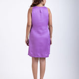 Purple Short Dress With Embroidered Work Back
