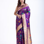 Purple Silk Paithani Saree With Booti And Zari Work Full
