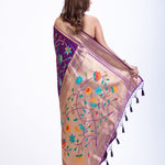 Purple Silk Paithani Saree With Booti And Zari Work Back
