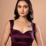 Purple Sleeveless Sweetheart Neckline Blouse With Back Closure - Front 1