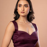 Purple Sleeveless Sweetheart Neck Blouse With Back Closure - Front 2