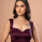 Purple Sleeveless Sweetheart Neckline Blouse  - Front 3