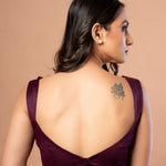 Purple Sleeveless Sweetheart Neckline Blouse With Back Closure- Anvi Couture - Back