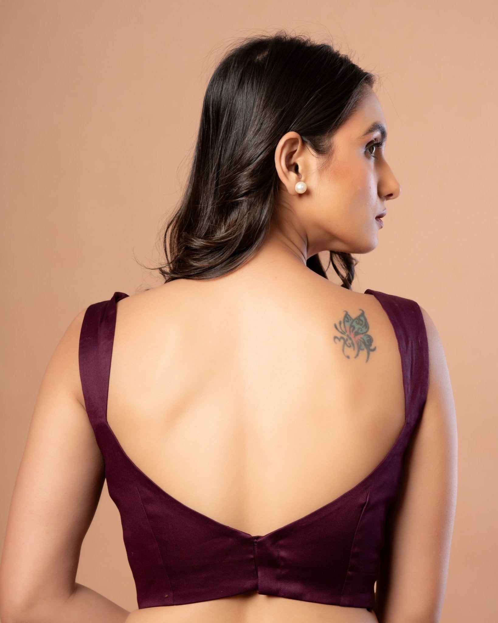 Purple Sleeveless Sweetheart Neckline Blouse With Back Closure - Anvi Couture