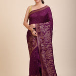 Purple Soft Silk Saree Floral Woven Motifs Full
