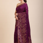 Purple Soft Silk Saree Floral Woven Motifs Front
