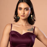 Purple Spaghetti Blouse in Cotton Silk - Anvi Couture