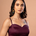 Purple Spaghetti Blouse in Cotton Silk - Anvi Couture