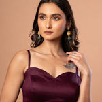 Purple Spaghetti Blouse in Cotton Silk - Anvi Couture