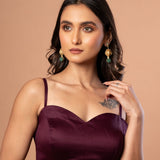 Purple Spaghetti Blouse in Cotton Silk - Anvi Couture