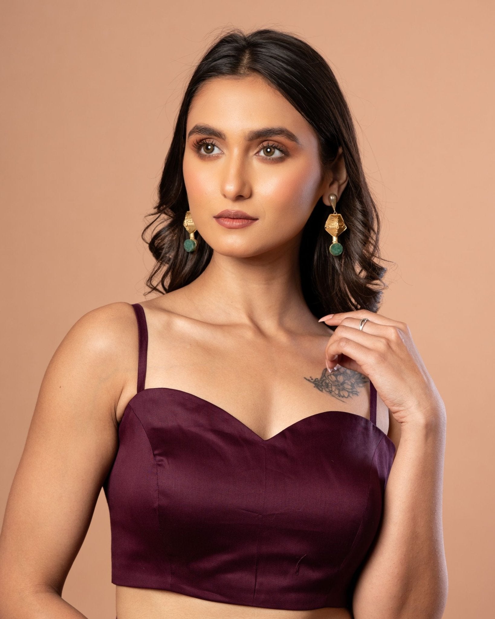 Purple Spaghetti Blouse in Cotton Silk - Anvi Couture