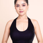 Purple Velvet Halter Neck Blouse Full