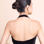 Purple Velvet Halter Neck Blouse Back