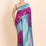 Purple and Blue Soft Silk South Indian Saree - Anvi Couture