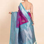 Purple and Blue Soft Silk South Indian Saree - Anvi Couture