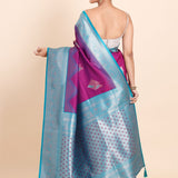 Purple and Blue Soft Silk South Indian Saree - Anvi Couture