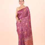 Purple and Copper South Indian Silk Saree Front View