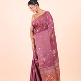 Purple and Copper South Indian Silk Saree Side View