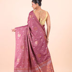 Purple and Copper South Indian Silk Saree Back View