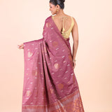 Purple and Copper South Indian Silk Saree Back View