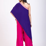 Purple and Pink One Shoulder Cord Set back