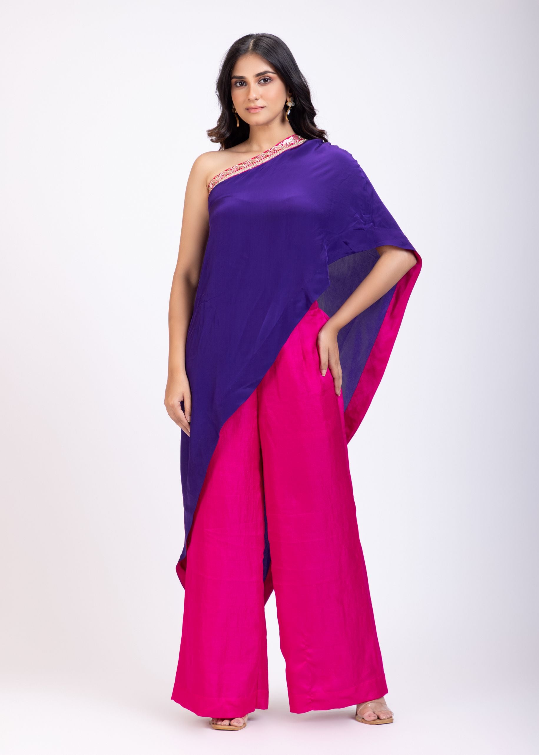 Purple and Pink One Shoulder Cord Set Full