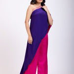 Purple and Pink One Shoulder Cord Set front