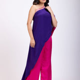 Purple and Pink One Shoulder Cord Set front