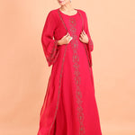 Rani Pink Gown With Embroidered Jacket - Anvi Couture