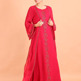 Rani Pink Gown With Embroidered Jacket - Anvi Couture