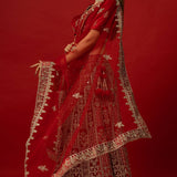 Bridal Red Velvet Lehenga with Zardozi Detailing for Special Occasions