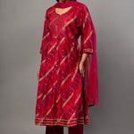 Red Anarkali Suit Set with Dupatta - Anvi Couture