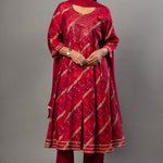 Red Anarkali Suit Set with Dupatta - Anvi Couture
