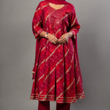 Red Anarkali Suit Set with Dupatta - Anvi Couture