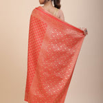 Red Bandhani Handloom Banarasi Saree - Anvi Couture