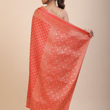 Red Bandhani Handloom Banarasi Saree - Anvi Couture