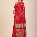 Red Bhadhani Mashru Silk Saree With Hand Embroidered Work Front
