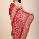 Red Bhadhani Mashru Silk Saree With Hand Embroidered Work Back
