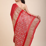 Red Bhadhani Mashru Silk Saree With Hand Embroidered Work Back
