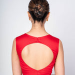Red Blouse in Cotton Silk with Sleeveless Square Neck and Back Round Closure - Anvi Couture