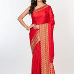 Red Bridal Banarasi Saree with All Over Zardosi Work - Anvi Couture