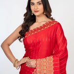 Red Bridal Banarasi Saree with All Over Zardosi Work - Anvi Couture