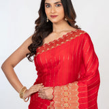 Red Bridal Banarasi Saree with All Over Zardosi Work - Anvi Couture