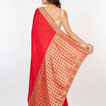 Red Bridal Banarasi Saree with All Over Zardosi Work - Anvi Couture