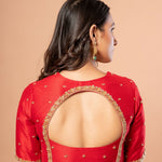 Red Bridal Blouse with Hand Embroidered Work - Anvi Couture