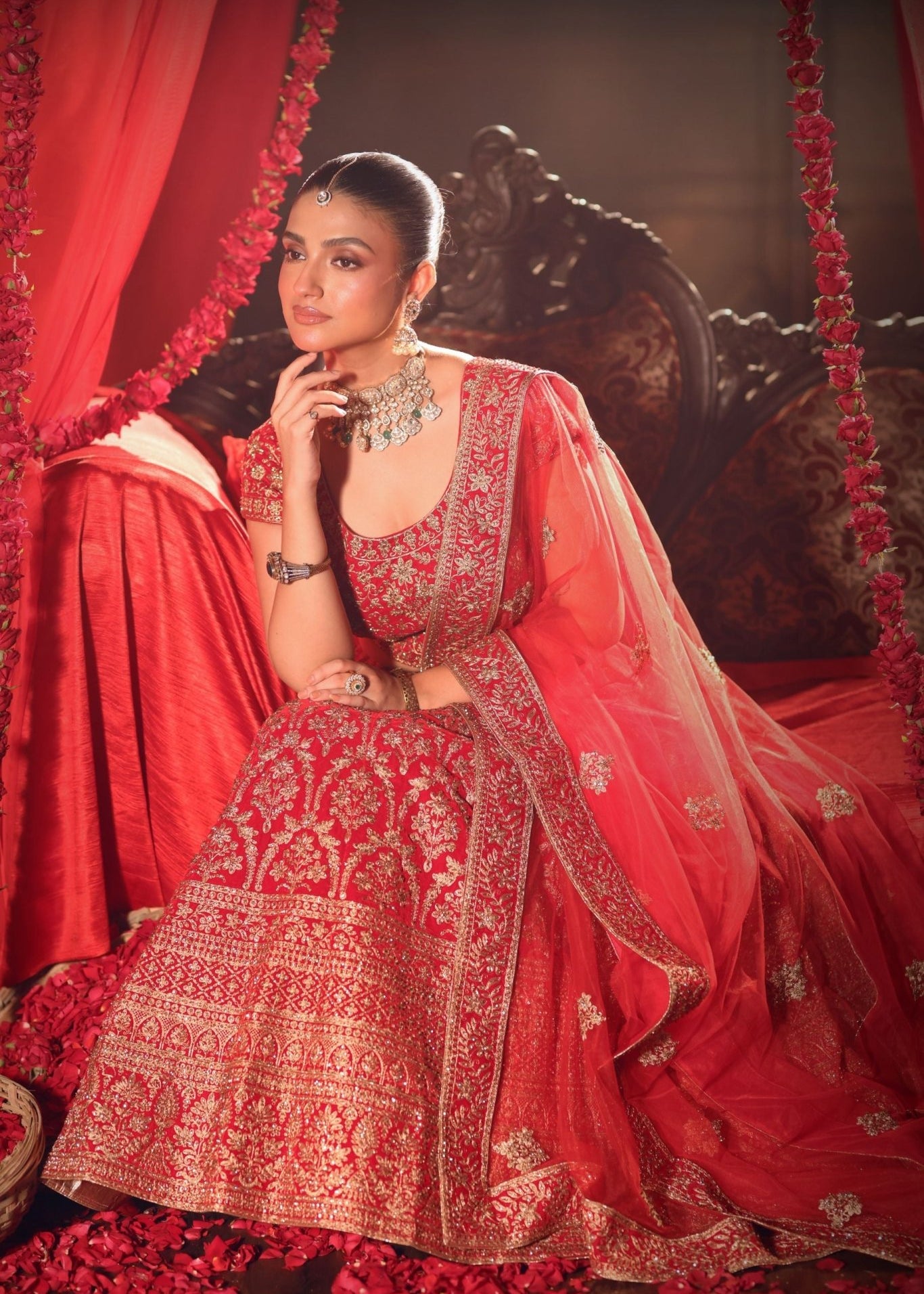 Red Bridal Lehenga Set - Anvi Couture