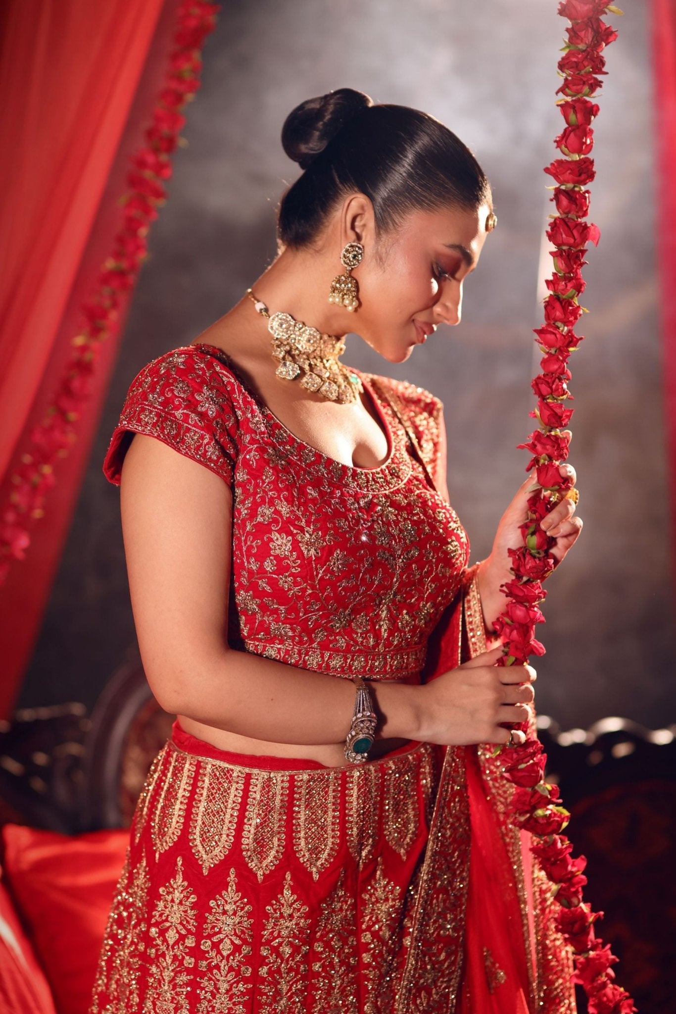 Red Bridal Lehenga Set - Anvi Couture